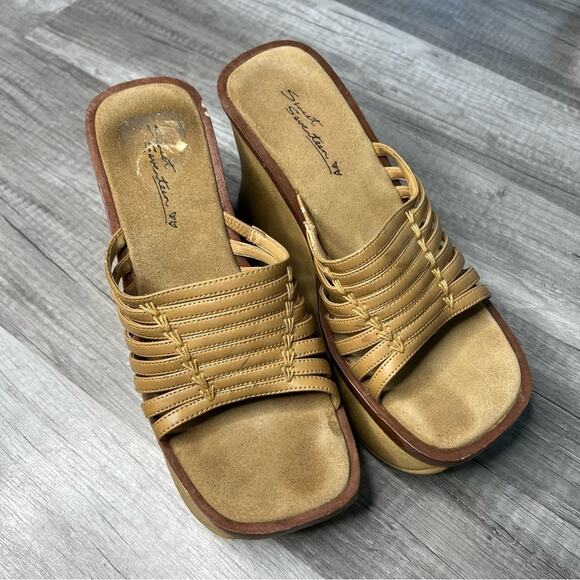 VINTAGE 90s Y2K Platform Chucky Wedge Sandals Shoes Size 8 - Picture 3 of 13